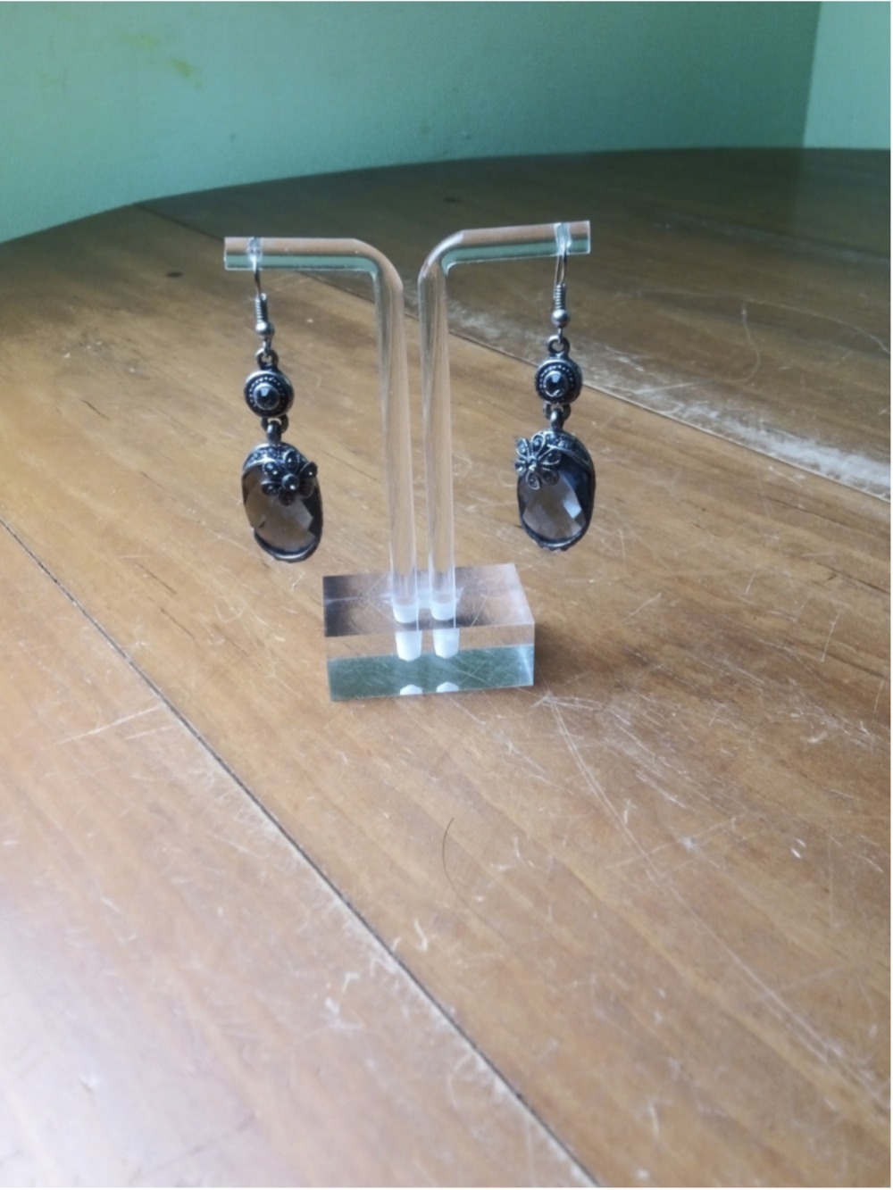 Unbranded Black Silver Drop Earrings One Size